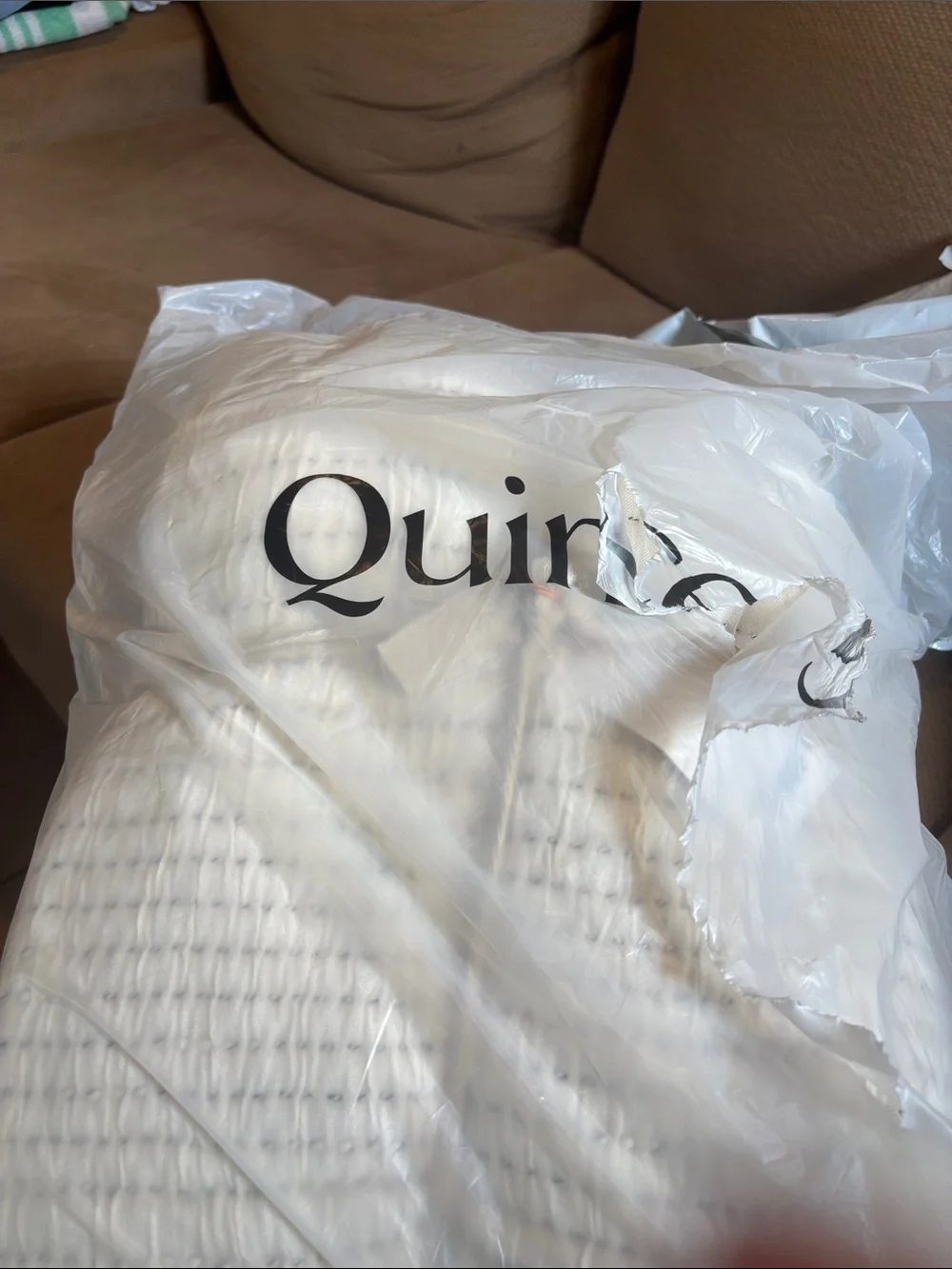 Quince Organic Cotton Channel Stitch Coverlet Queen Ivory NWT